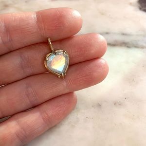 {SOLD} Alloyd Studio Solid 14k Gold Rainbow Moonstone Crystal Heart Pendant